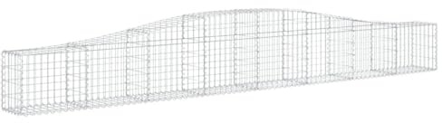 Fisinber Set di 4 gabbioni con arco alto, 400 x 30 x 40/60 cm, in ferro zincato, cestino per pietra, cestino in filo di filo per giardino, recinzione, protezione da sguardi indiscreti e protezione dal