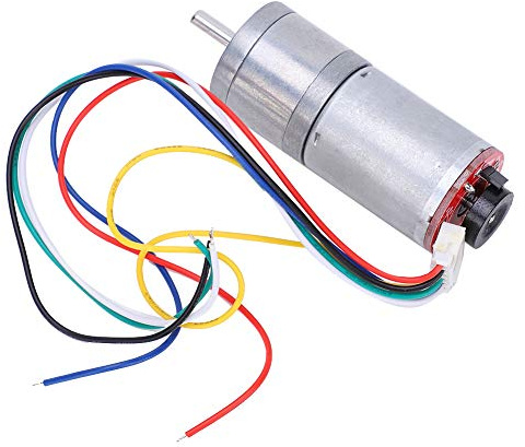 Aumotop Gleichstromgetriebemotor mit Drehzahlgeber, Langlebiger Bürstenmotor für Robotikprojekte, 12 V, Kupfer und Edelstahl, 1 Einheit (DC12V 10RPM)