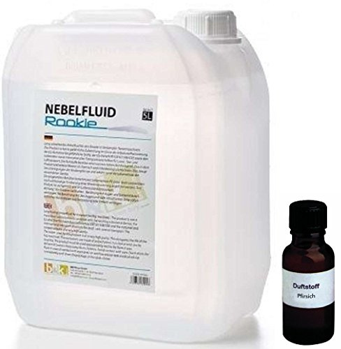 5 Liter DJPower Nebelfluid ROOKIE + 30 ml Duftstoff Aprikose-Pfirsich, Smoke-Fluid, Nebel-Fluid-Flüssigkeit für Nebelmaschine