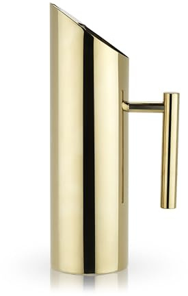 Viski Modern Stainless Steel Pitcher, Gold Plated Metal Carafe, Durable Cocktail Pitchers, Perfect for Serving at Any Party, Elegant Barware, Home Bar Accessories, 46 oz, Set of 1
