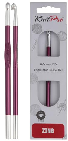 KnitPro Zing enkelsidig virkad krok | 6,00 mm
