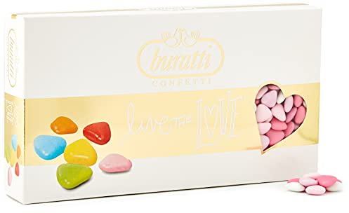 Buratti Confetti Dragées au Chocolat Avec des Mini Coeurs Ombres Roses 1 Kg