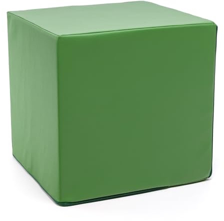 Ecopuf Cube - Sitzhocker Hocker Kunstleder Lederimitat Sitzbox Quader Würfel Pouf Ottomane Fußbank für's Wohnzimmer Wohneinrichtung 40x40x40 cm Faber Grün E9