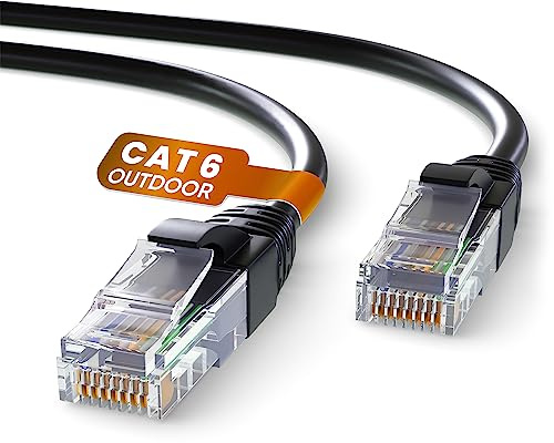 Mr. Tronic 25m Ethernet-nätverkskabel utomhus Väderbeständig | CAT6, AWG24, CCA, UTP, RJ45 (25 Meter, Svart)