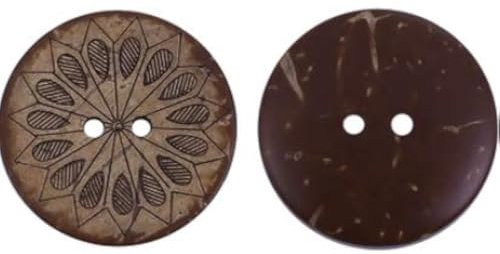 CansyY 30 edle Kokosnuss Knöpfe zum aufnähen - Ø 2,8 cm - 2 Löcher - braun mit besonderem edlen Muster zum basteln Scrapbooking Knöpfe Jackenknöpfe Mantelknöpfe