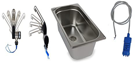 Edelstahl Spülbecken Camping Spüle Waschbecken + Ablauf + 12v Barwig Automatikwasserhahn + 12V /10l Min Tauchpumpe 325x176x150 mm (ad-ideen)