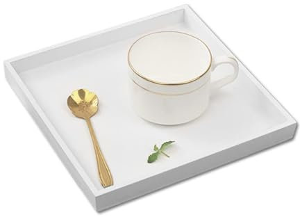 Agatige Vassoio Da Portata In Legno, Vassoio Multiuso In Legno Bianco Vassoio per Gioielli Da Scrivania Cosmetici Caffè E Snack Organizzatore Di Stoccaggio Desktop Vassoio per Casa Caffè Ristorante