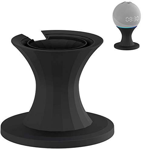 SoulQool Table Holder for Echo Dot 4rd Generation,Trophy Stand Bracket Mount for Smart Home Speaker,Ideal Sound Visibility & Appearance, Clever Dot Accessories (Black)