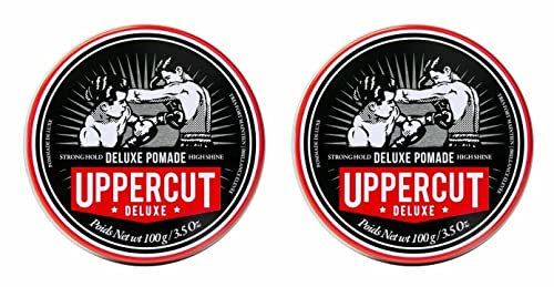 Uppercut Deluxe, Deluxe Pomade, Professional Water Based Pomade to Create Timeless and Classic Looks, Strong Hold and High Shine 2 x 100g