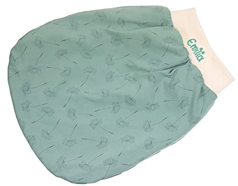 Schlafsack Löwenzahn grün Strampelsack Pucksack Sommerschlafsack für Babys mit Namen - personalisiertes Geschenk Babyschlafsack
