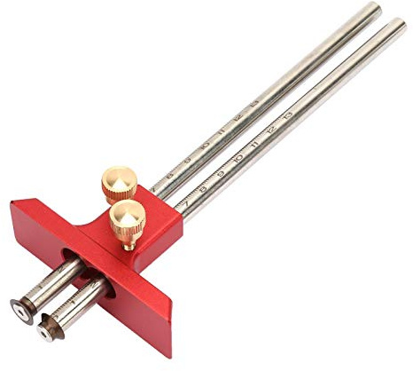 Medidor de marcado de madera, regla de trazador de doble cabeza para carpintería de acero inoxidable, medidor de marcado para carpintería de herramienta de trazo de madera, escala transparente