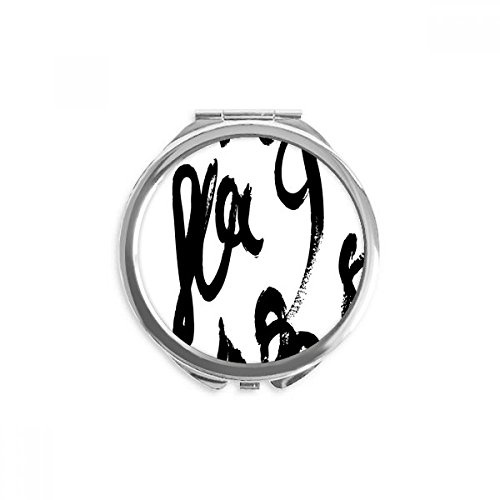 Brushwork Graphic Sense Texture Hand Compact Mirror Round Portable Pocket Glass