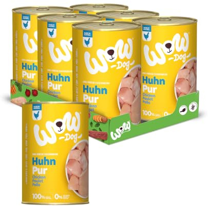 WOW Dog Hunde-Nassfutter Huhn Pur 6 x 400g | Ohne Getreide und Zucker