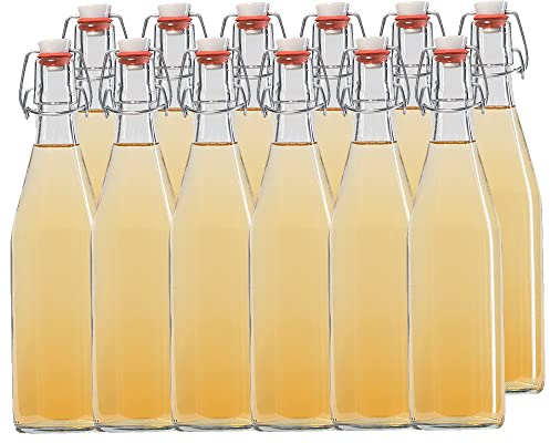 Vitrea 10x Glasflasche 500ml Bügelverschluss Milchflasche Saftflasche Ölflasche Bügelverschlussflasche (10)
