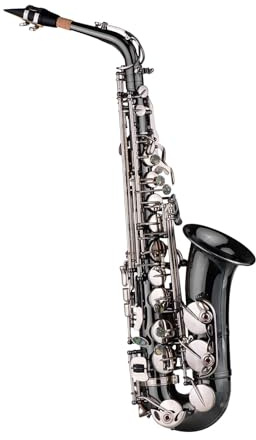 Btuty Saxofones Latón Bend Eb E-flat Alto Saxofón Niquelado negro Abalone Shell Llaves con estuche de transporte Guantes Paño de limpieza Correas Cepillo