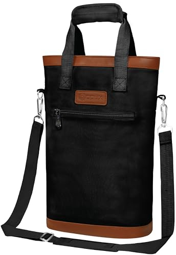 opux Two Bottle Wine Bag Carrier Tote, Insulated Leakproof 2 Bottle Wine Cooler Bag for Travel BYOB Picnic, Portable Wine Case, Gift for Men Women Wine Lover Birthday Party Christmas, Black