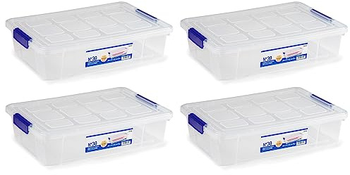 Acan Tradineur - Pack de 4 Cajas de Almacenamiento - Fabricado en plástico - Contenedor para almacenar Libros, ropa, mantas - N.º 30-9 x 37 x 26 cm - 5 Litros