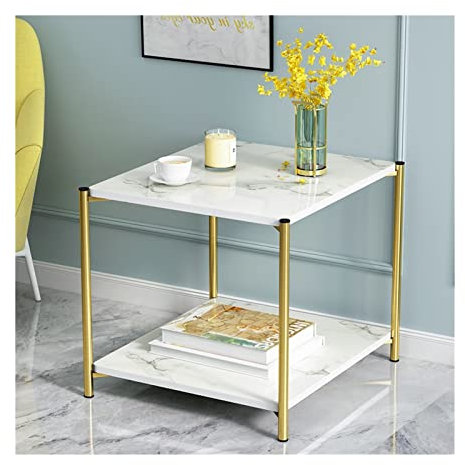 Table de Chevet Table d'appoint en métal Table de Chevet en métal Ronde Nordique Marbre Verre Maison Canapé Tables Salon Lumière Tables d'appoint de Luxe Table de Chevet Meubles de Chambre