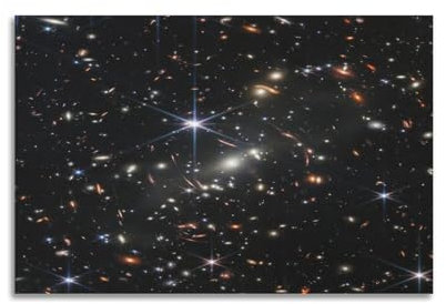 LGDSBHH James Webb Space Telescope Deep Field Canvas Wall Art - NASA First Galaxy Image Poster - Astronomy Science Classroom Decor - 12x18 Inch (Unframed)