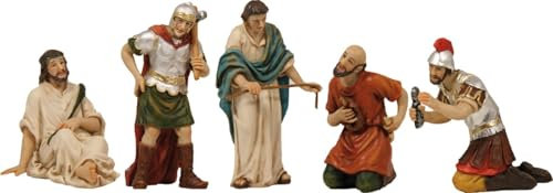 FADEDA 5X Passionsfiguren: Dornenkrönung/Höhe:9 cm/handbemalt/detailgetreue Krippen Figuren - Weihnachten Tisch Dekoration Krippe Zubehör