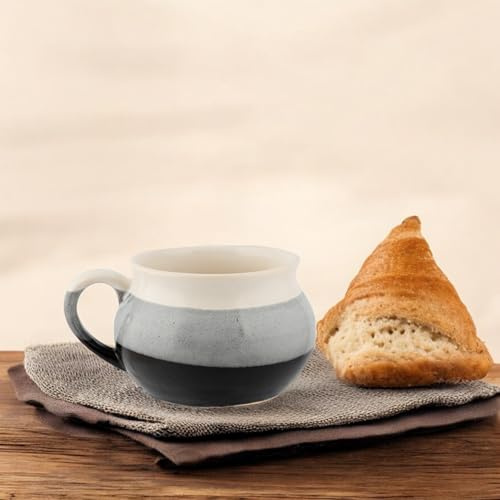 FabFinds Tazas de sopa grandes con asas, aptas para microondas y lavavajillas, 500 ml (blanco y negro)