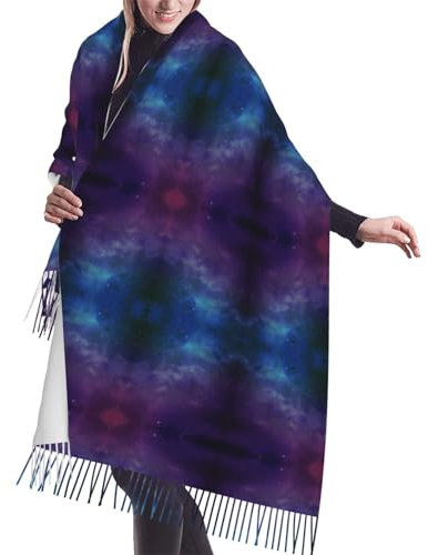 Karate Herren Luxuriöser Schal aus Kaschmir, leichter und stilvoller Schal, gemütlicher Winterschal, Universum mit Sternen und Galaxie Interstellar, One size