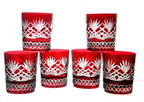JUL Set di 6 bicchieri da whisky colorati in cristallo da 350 ml