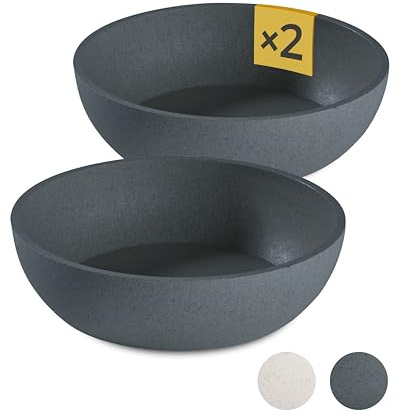 PiuPet® Ciotola per Cani 2X 1L Grigio Lavabile in Lavastoviglie 17,5 cm di Diametro | Ciotole per Cani Grandi e Piccoli
