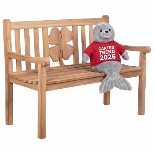 MR. DEKO® Banc de jardin motif teck | Banc en bois avec dossier | Banc de frison pour l'extérieur | 2 places 120 x 60 x 94 cm | Banc en teck massif et résistant aux intempéries pour jardin, balcon,