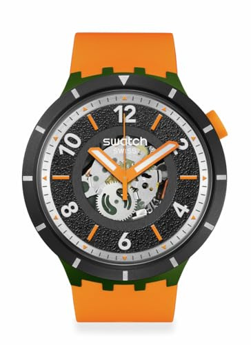Swatch Montre unisexe à quartz biocéramique orange, Orange