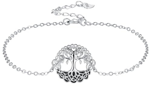 Micory Bracelet Arbre de vie en Argent Sterling 925 Bracelets Femme Réglable, Bijoux Femme Cadeau Femme Anniversaire Fête des Mères Cadeau Maman