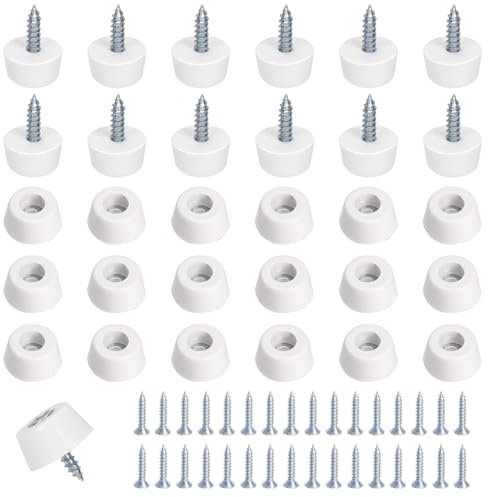 Glarks Juego de 62 tablas de cortar blancas con patas de goma, 5 tamaños, antideslizantes, pies de goma pequeños, tabla de cortar con tornillos M3 para tabla de cortar, ideal para cocina y muebles (12