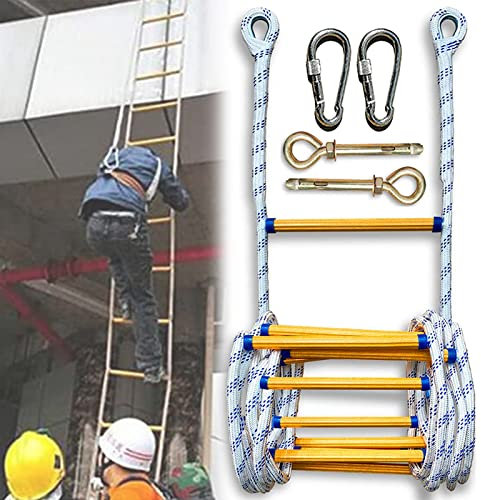 PNAJFUEL Sicherheitsleiter, Weiche Strickleitern Für Zuhause, Feuerleiter, 2-8-Stöckinotfall-Rettungsleiter, Wiederverwendbare Feuerleiter/49Ft/15M