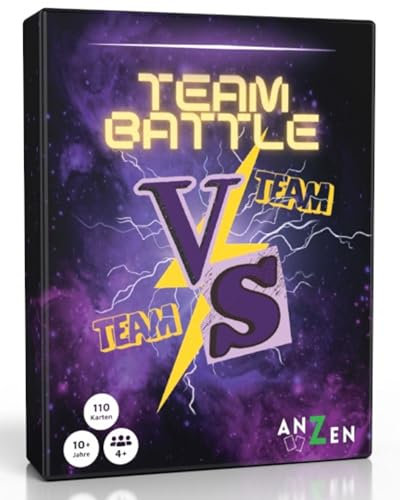 TEAMBATTLE - Das Partyspiel Team vs. Team | Kartenspiel mit 5 Kategorien | 10+ Jahre | 4+ Spieler | Spieleabend mit Freunden | Gesellschaftsspiele für Erwachsene & Kinder | Spiel für große Gruppen