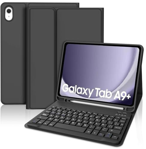 WINCHKING Funda Teclado para Samsung Galaxy Tab A9+ 11 Pulgadas 2023 | Desmontable Funda con Soporte, Magnético Bluetooth Teclado para Samsung Galaxy Tab A9 Plus 11 2023, QWERTY Español Ñ, Negro