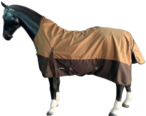 Outdoor Winterdecke Turnout 100% Wasserdicht 600D Regendecke - Hellbraun/Dunkelbraun 135cm