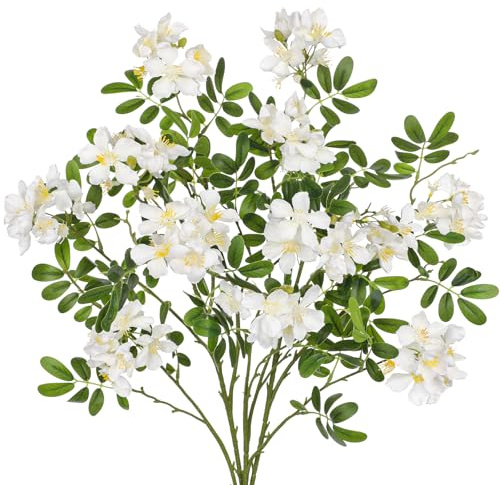 Briful Künstliche Cassia Javanica Blumen 3er-Set – 75 cm Lange Kunstblumen Wie Echt– Weiße Blütenzweige Dekoblumen für Vase, Blumengesteck, Hochzeit, Tischdeko