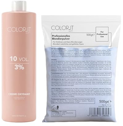 COLOR.IT by BM Blondier-Set 1000ml Creme-Entwickler und 500g Blondierpulver (3%, 1er Pack)