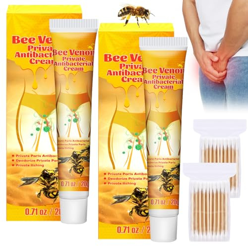 Juckende Körpercreme 2 Stück Bienengift Juckreizcreme Antibakterielle Creme | den privaten Teil desMannes,pflanzlichen Formel,die sanft,Cremige Textur,Einfach zu tragen