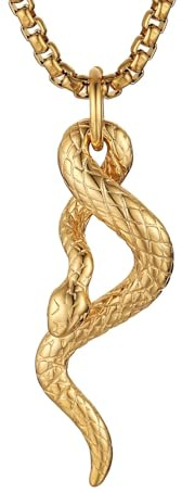 HZMAN Gothic Schlange Halskette für Herren Edelstahl Gothic Tier Schlange Anhänger Halskette Schmuck Geschenk