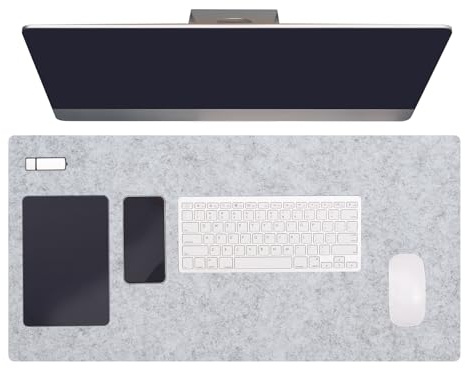 PATIKIL Filz Schreibtischunterlage Hellgrau, 120 x 60 cm Mauspad XXL, Rutschfester Schreibtischschutz für Büro, Schreibtisch und weitläufige Mausbewegungen
