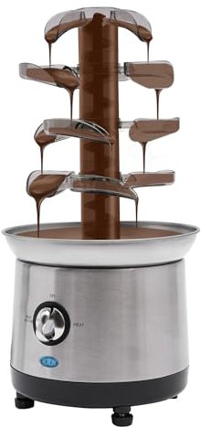 TONFEION Fuente de chocolate de acero inoxidable - 4 plantas, fuente de chocolate de 190 W con control de temperatura, capacidad de 1,2 l, trozo de chocolate para bodas, fiestas, cumpleaños (plata)