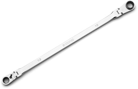 Capri Tools 13 x 15 mm 90-Tooth Extra-Long Double Box End Reversible Ratcheting Wrench, Spline Drive, Metric