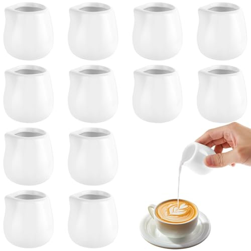 STARVAST 12 Stück milchkännchen Porzellan 60ml Kleine Milchkanne Espressogießer Aufschäumkännchen Klein Espresso Kännchen 90ml zum Milchaufschäumen Milch Pitcher Klein für Cappuccino Latte