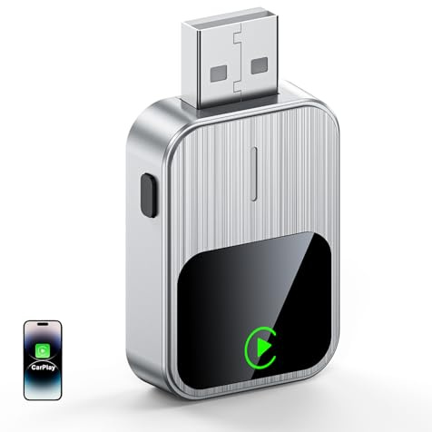 Wireless CarPlay Adapter UK, Mini Size with Reset Button, Converts Wired to Wireless CarPlay Dongle Plug & Play CarPlay Wireless Adapter for iPhone iOS 12+ & Cars from 2017(White)