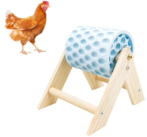 MinrzPet Chicken Coop Accessories, Beak Grinding Calcium Stone with Wooden Stand, Chicken Enrichment Toys, Toys for Hens, Ducks, Geese, Turkeys, Poultry