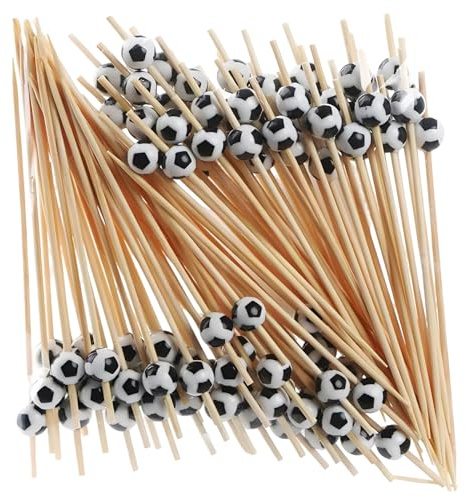 60 spiedini da cocktail, picchetti da calcio, 12 cm, per grigliate, spiedini di frutta e snack, per feste di calcio, feste di compleanno