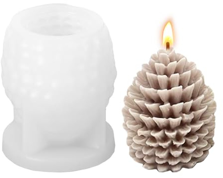 Silikonform Weihnachten 3D Tannenzapfen Kerzenform, Silikonform Tannenzapfen für DIY Kerzen, Silikonformen Gießformen Weihnachten Seifen Schokolade, Kreative Kerzenformen Silikon Deko 7.2x5.9cm