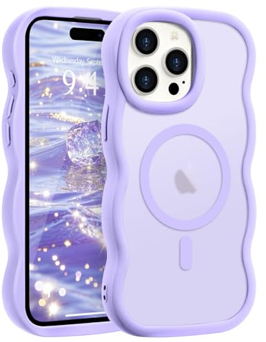 Pepmune Cover per iPhone 15 Pro Max Compatibile con MagSafe, Viola Chiaro | Cornice Ondulata Forma Magnetica Custodia. Traslucida Opaca Protettiva Sottile Antiurto Case per Donne Ragazze.
