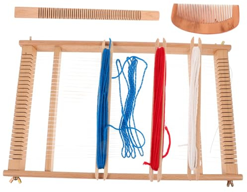 Veemoon Holz Webrahmen für Erwachsene und Handgefertigter Kleiner Webstuhl DIY Webrahmen Robustem Holz zum Lernen und Praktischen Üben von Webtechniken